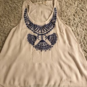 Cream embroidered tank!